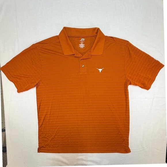 Pro Player Other - Pro Player Texas Longhorns Mens Large Burnt Orange Striped Performance Polo Shir